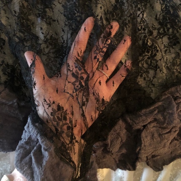 Free People Intimately Black /Gray Trapeze See-Through Camisole Top w Lace Inset - Picture 5 of 6